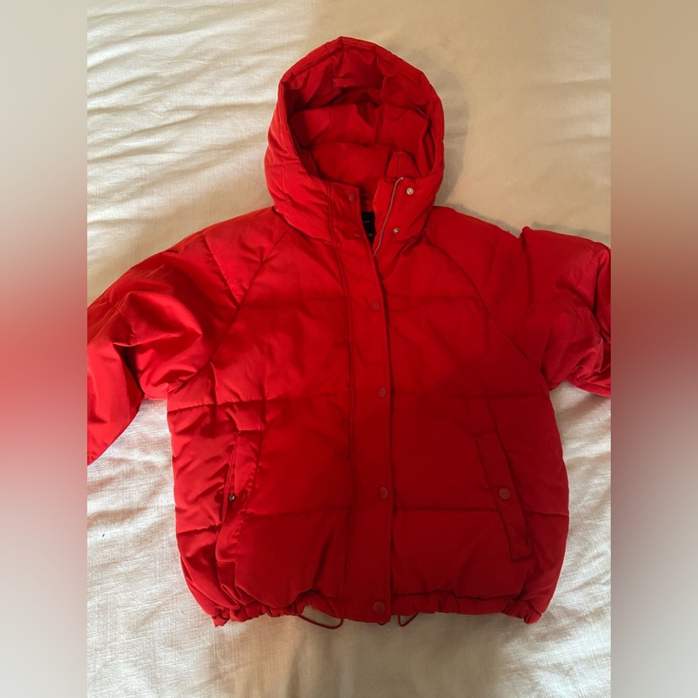 Red Puffer Jacket - Adjustable Bottom
